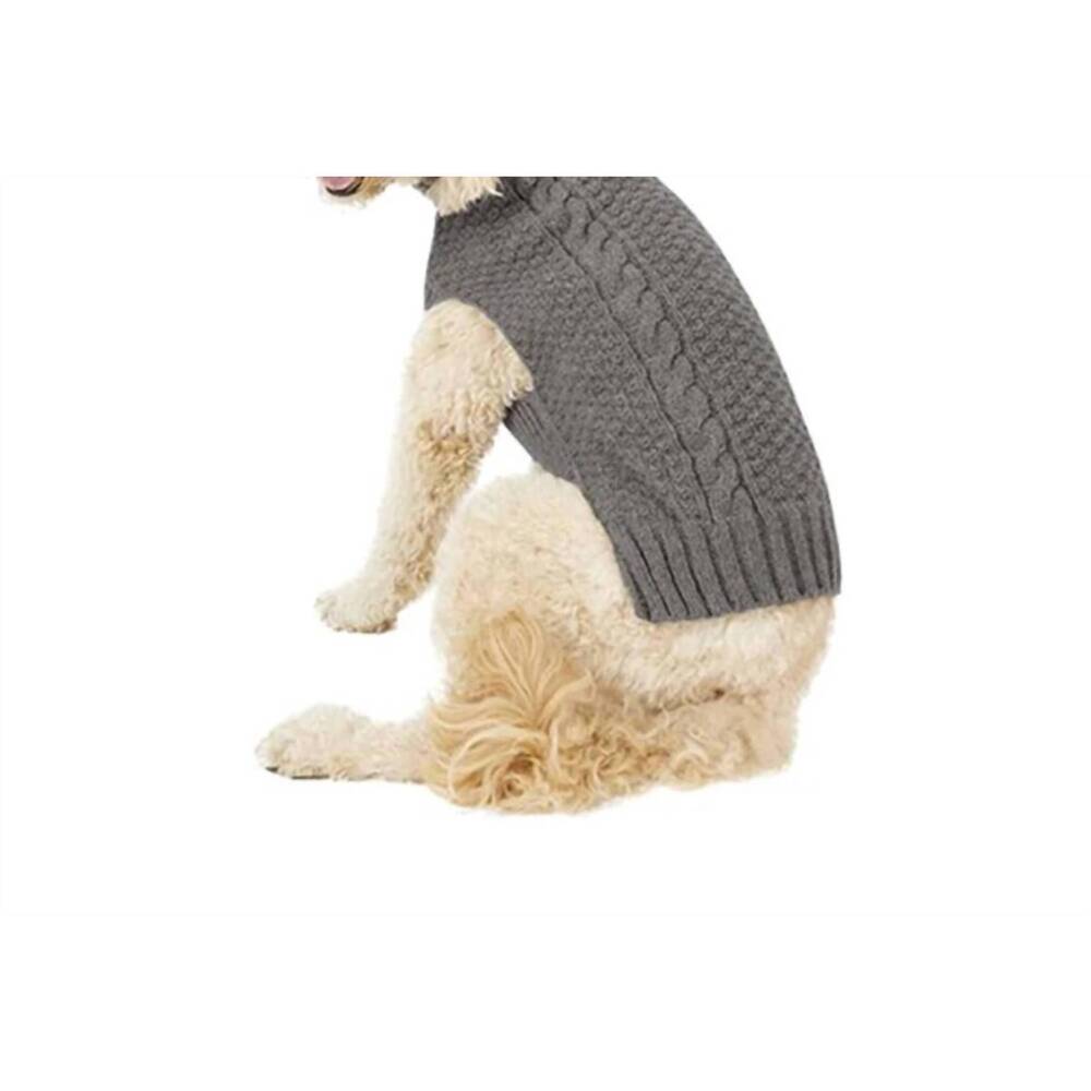 NEW CHILLY DOGS cable knit dog sweater in gray
